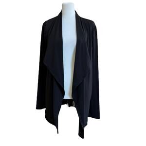 Brigitte Brianna Slinky Open‎ Cardigan Women M Black Flowy Career Travel Capsule